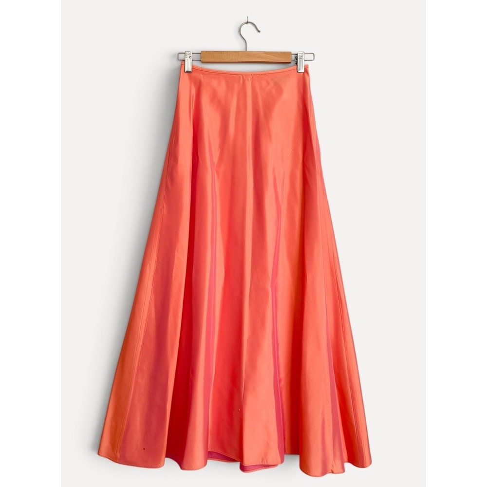 Niki by Niki Livas Maxi Skirt Taffeta Iridescent 4 Coral Pink A-Line High Waist